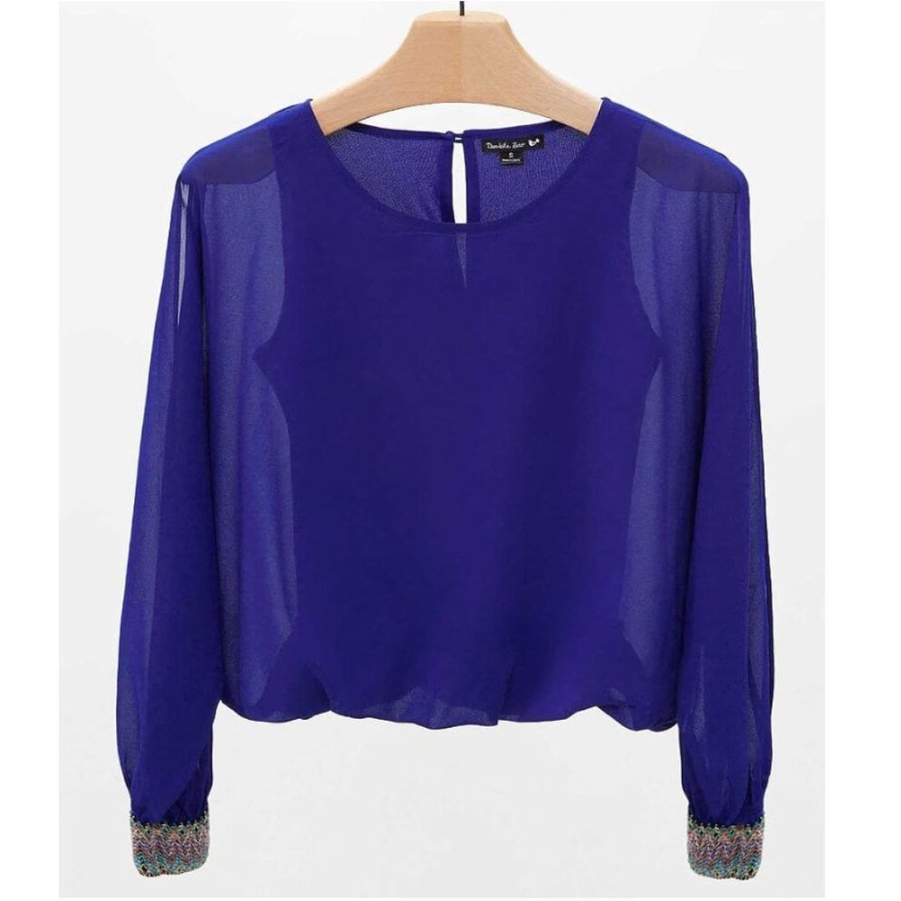 Double Zero Open slit sleeves blouse - S - Blue